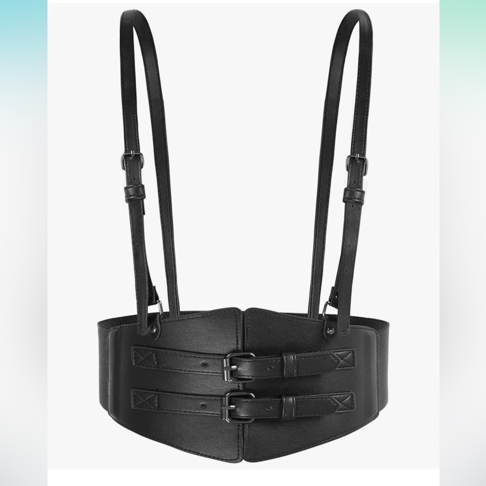 Black Leather Harness Belt